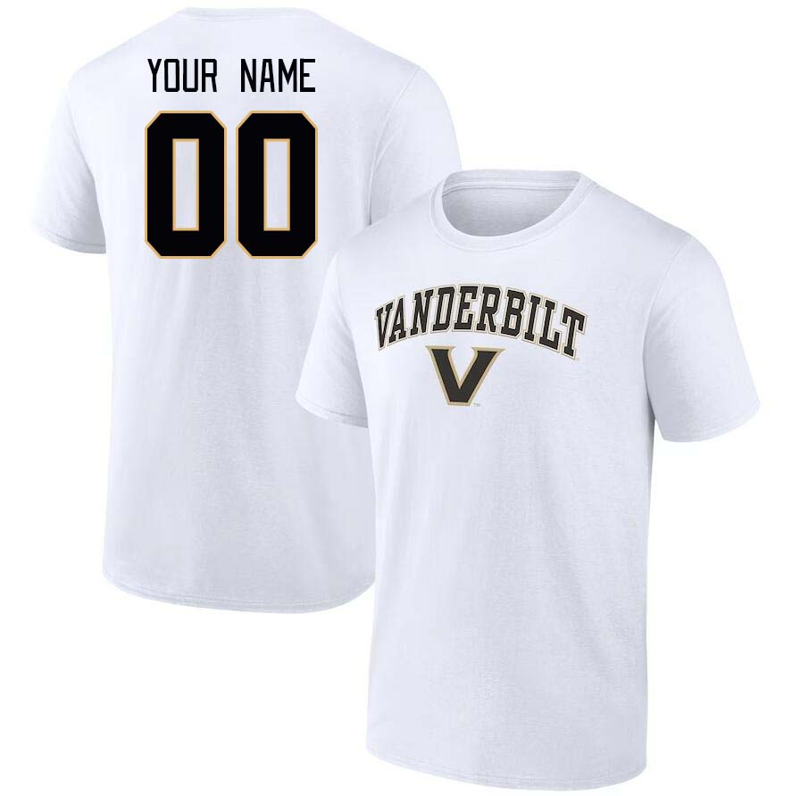 Custom Vanderbilt Commodores Name And Number Tshirt-White